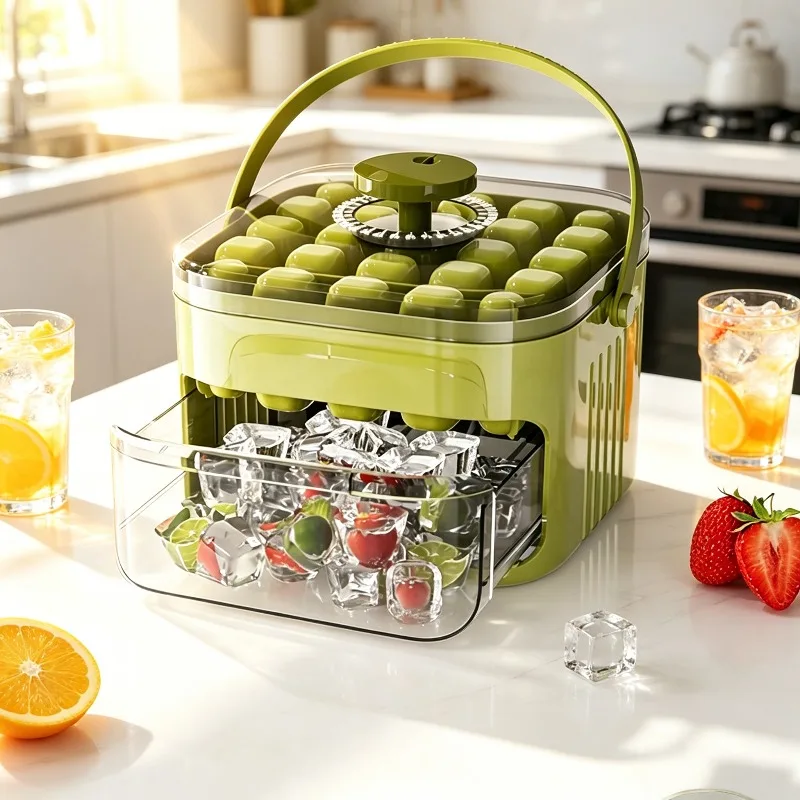 Molde para cubitos de hielo de 50 rejillas con tapa, bandeja de hielo de doble capa, caja de hielo reutilizable, herramientas para hacer hielo, almacenamiento de hielo, máquina de hielo