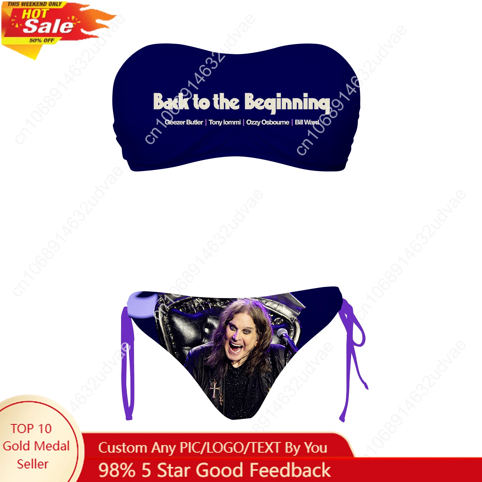 

Ozzy Osbourne 1948-2025 Swimsuit Womens Drawstring Two Piece Set Bathing Suits Bikini Back To The Beginning Customize Beachwear