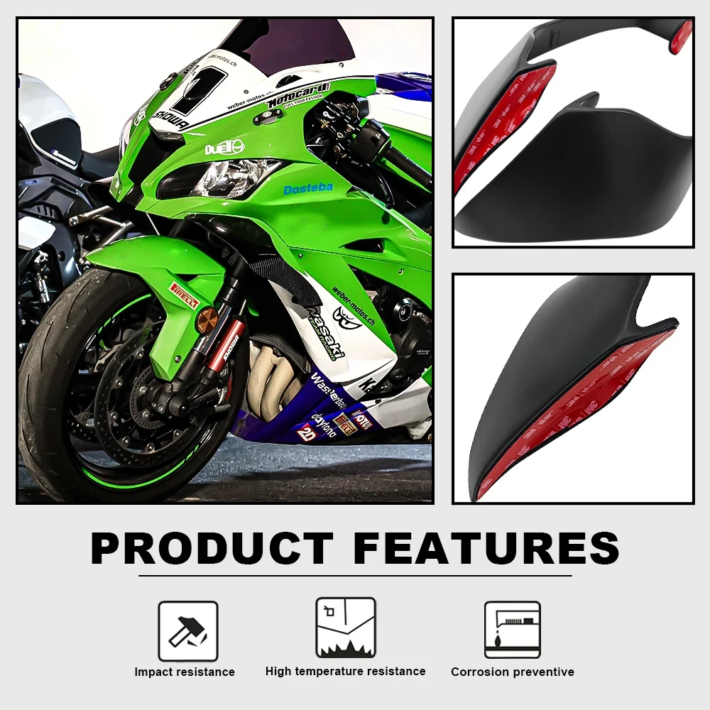 Motorcycle Fairing Fixed Wing For Kawasaki ZX-10R ZX10R ZX 10R 2016-2021 ABS Carbon Paint Side Winglet Cowl Aerodynamic Wing