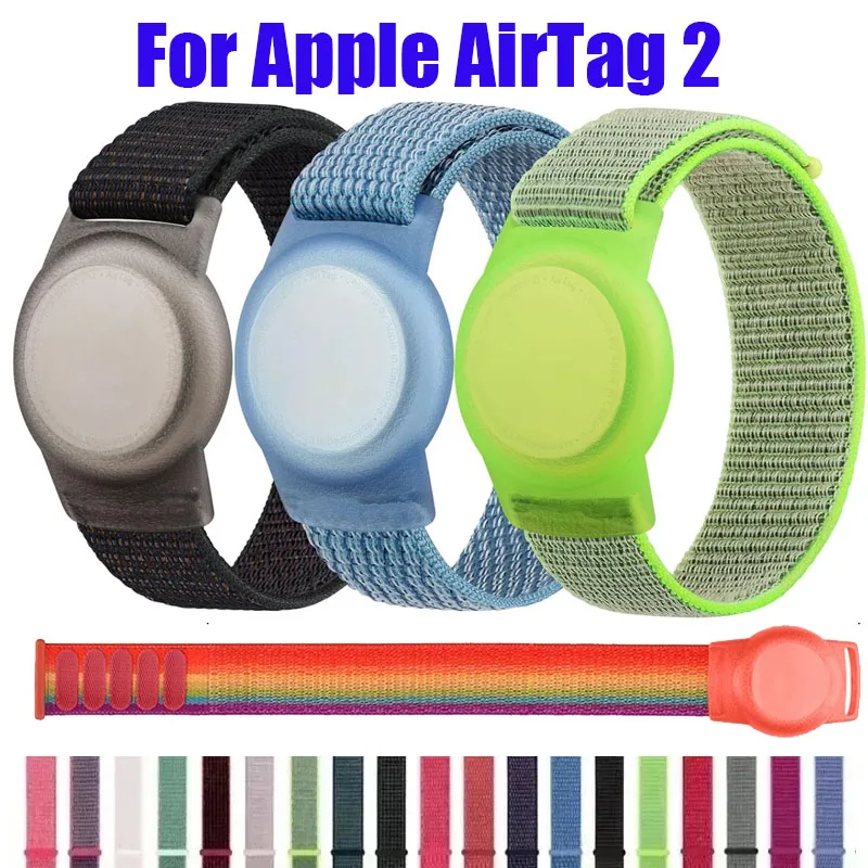 Für AirTag 2 Kinder-Armband-Schutzhülle für Apple AirTag 2 Tracker-Halter + Nylon-Armband, verstellbares Anti-Verlust-Uhrenarmband