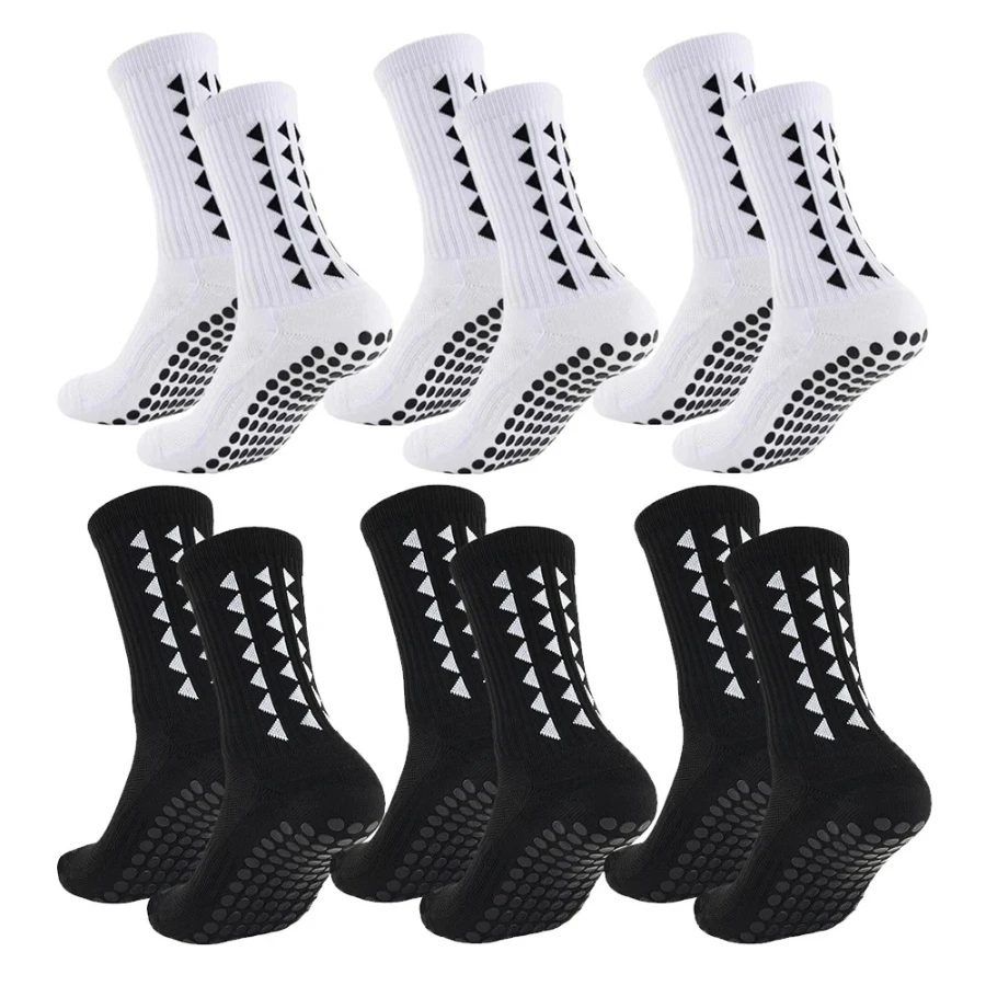 6 Pairs Men Women Football Grip Socks Towel Bottom Sport Socks Rugby Soccer Cycling Running Exercise Athletic Socks