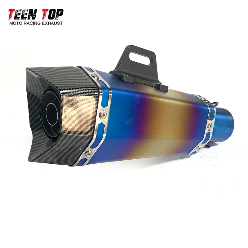 51mm Universal Motorcycle Muffler Xmax300 YZF-R7 YZF-R6 MT-07 MT-09 Tracer7 XSR900 Bolt950 Exhaust Muffler 340mm Racing Tailpipe