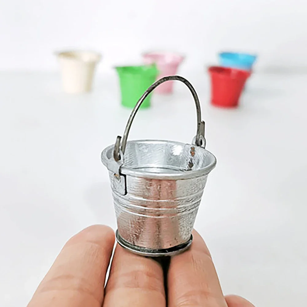 1Pcs 1/12 Doll House Miniature Metal Bucket Simulation Pail Model Toys for Mini Decoration Dollhouse Accessories