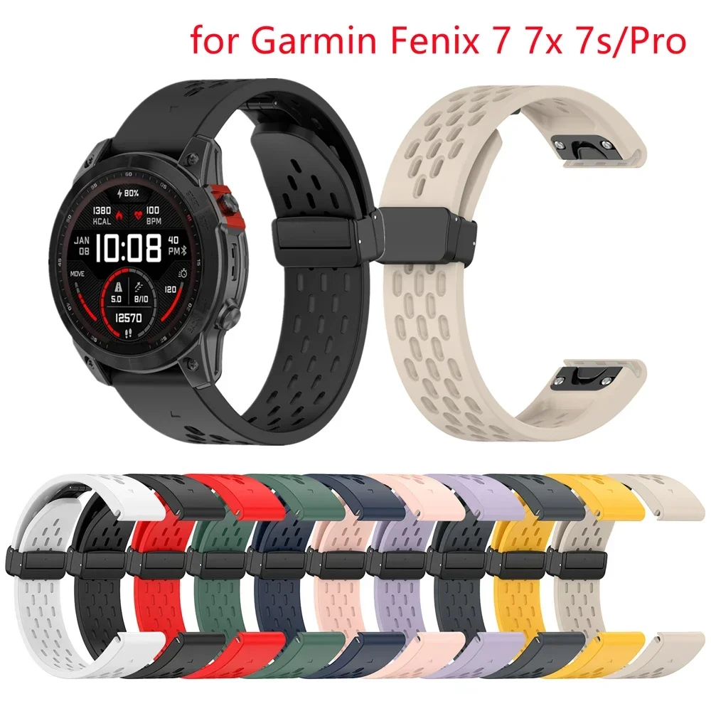 

26 22 20mm Silicone Magnetic Watch Band Strap For Garmin Fenix 7X 7 7S Pro 6X 6 6S Wristband Fenix 5 5X 5S Smartwatch Bracelet