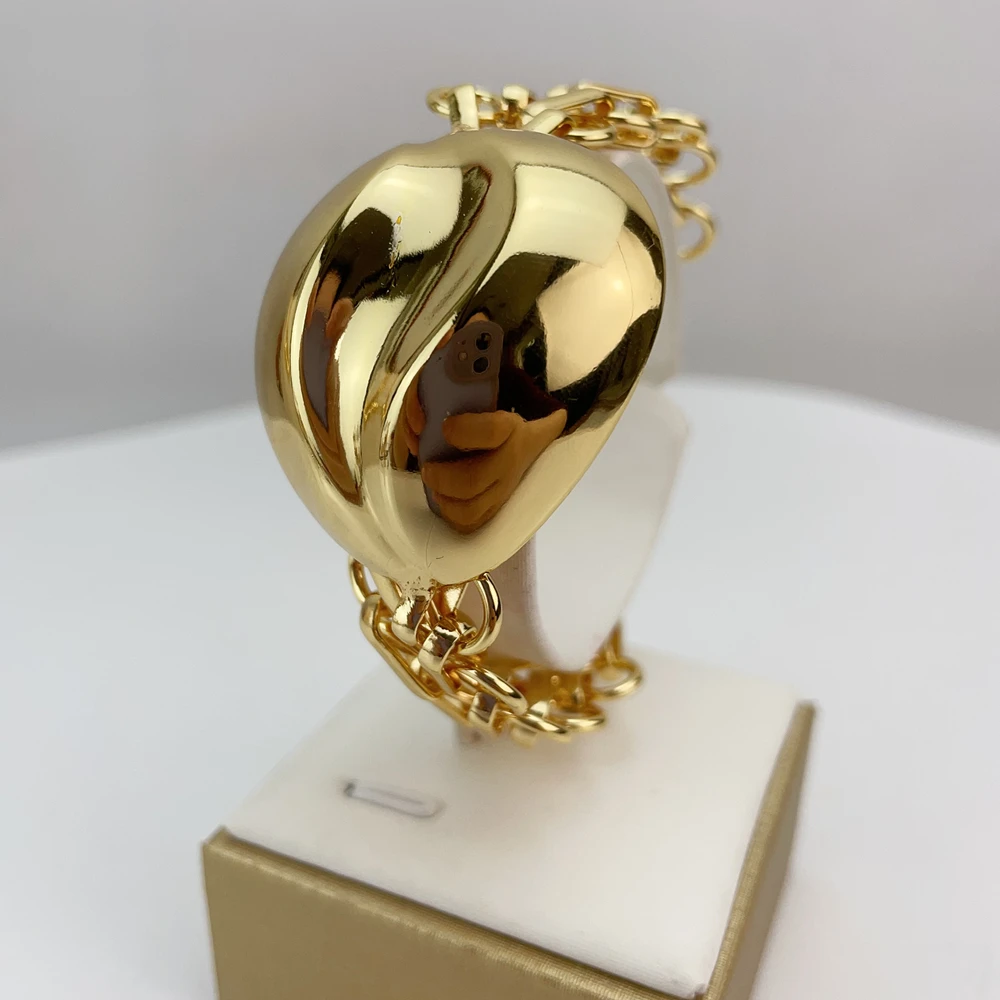 EMMA المرأة الأفريقية قلادة أقراط سوار فستان الزفاف حتى اكسسوارات طقم مجوهرات مطلية بالذهب الإيطالي FHK21633