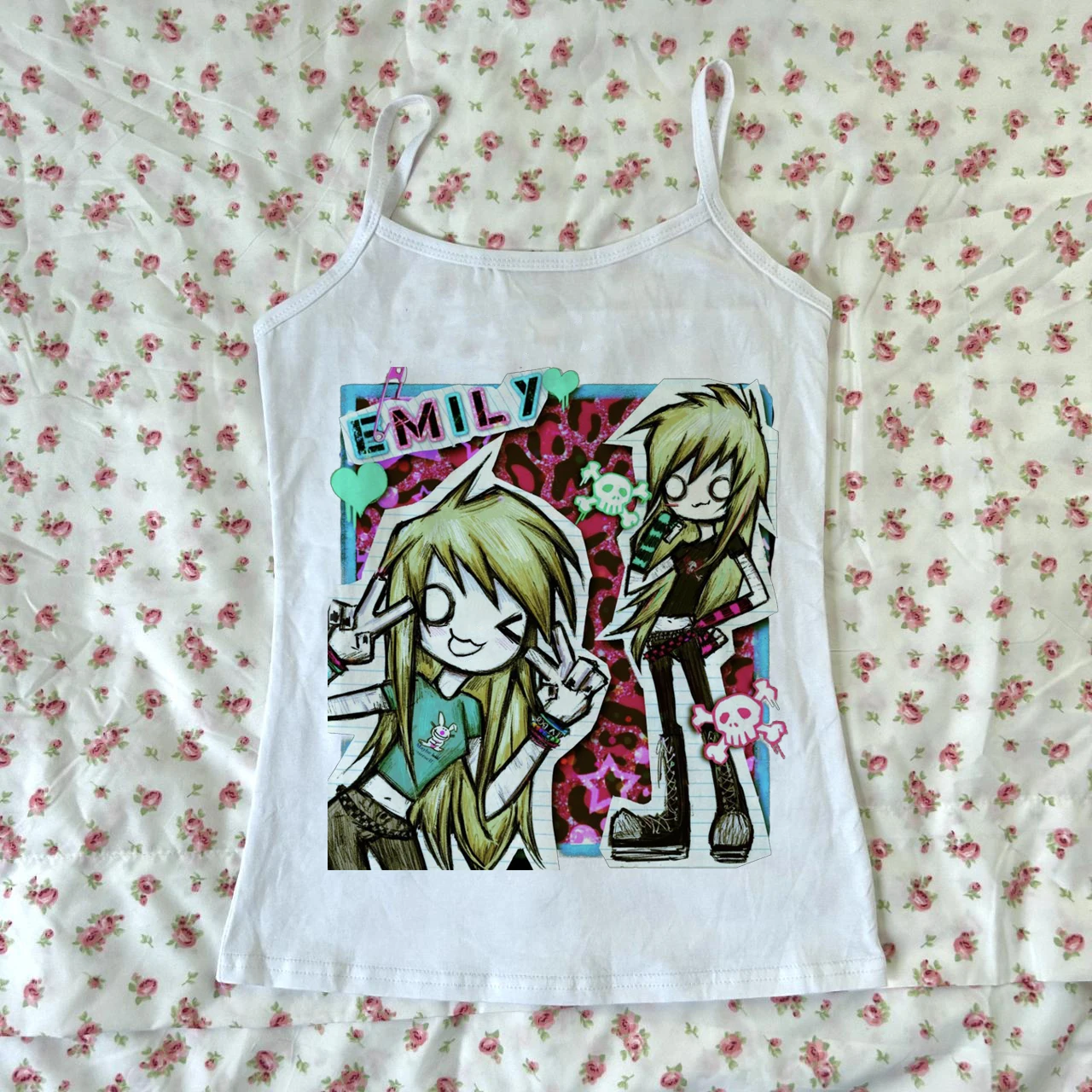 

Gothic Punk Anime patterns T-shirt Grunge Crop Top Vintage Women sexy Summer Tank Top Baby Tee E-girl Y2k Style 2000s Slim vest