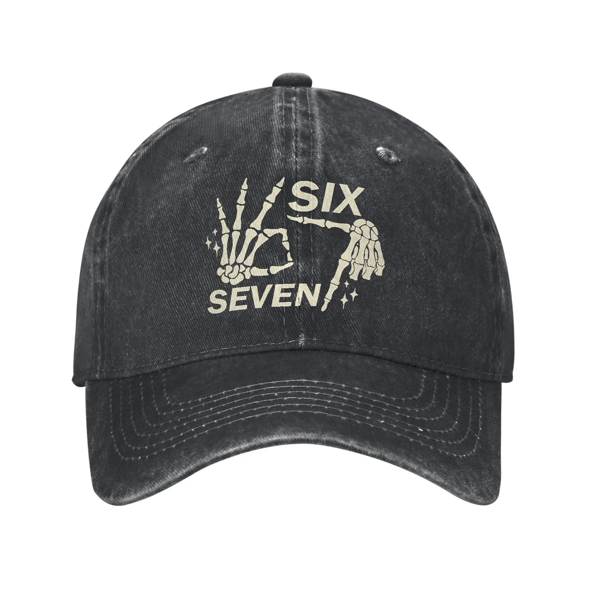 Washed Baseball Cap Six Seven 6 7 Meme Skeleton Summer Trucker Hat For Men Adult Casual Kpop Rock Sun Baseball Caps