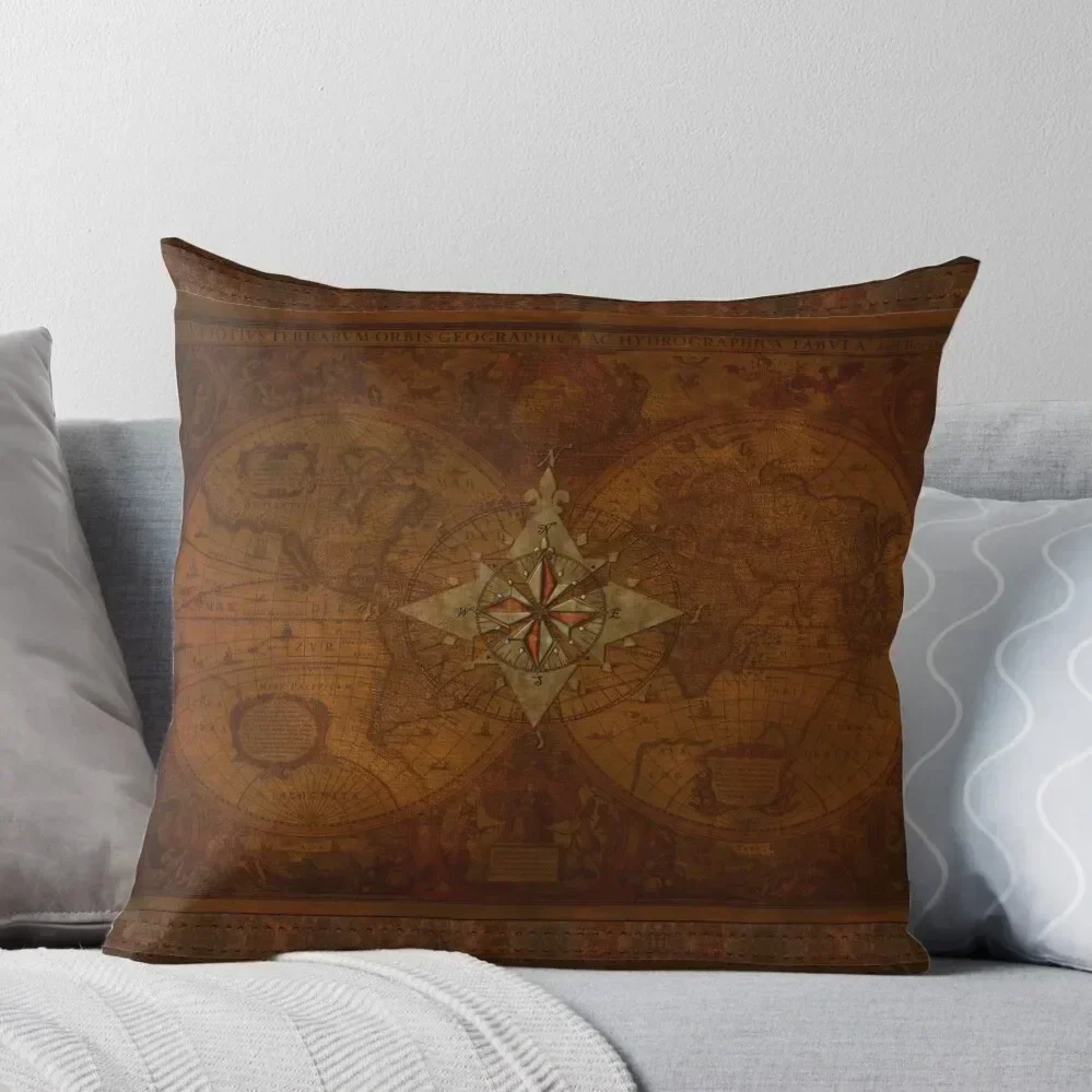 

Steampunk Compass Rose & Antique Map Throw Pillow Luxury Sofa Cushions Couch Pillows bed pillows pillow