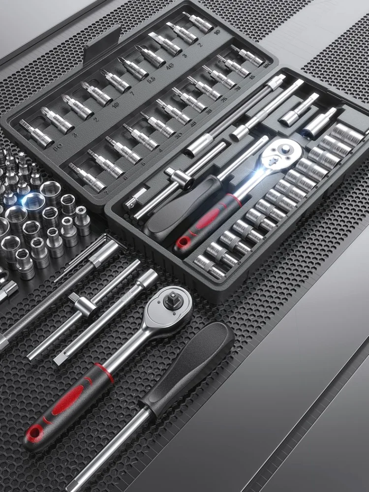 

AIRAJ 46 Pcs Multi-Purpose Repair Tool Set Ratchet Torque Wrench Screwdrivers Portable Bike Motorcycle Maintenance Repair Tool