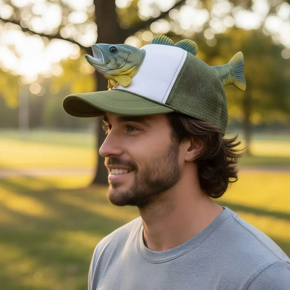 قبعة بيسبول مضحكة بتصميم سمكة - مراجعة Trucker Cap Mesh وسعره