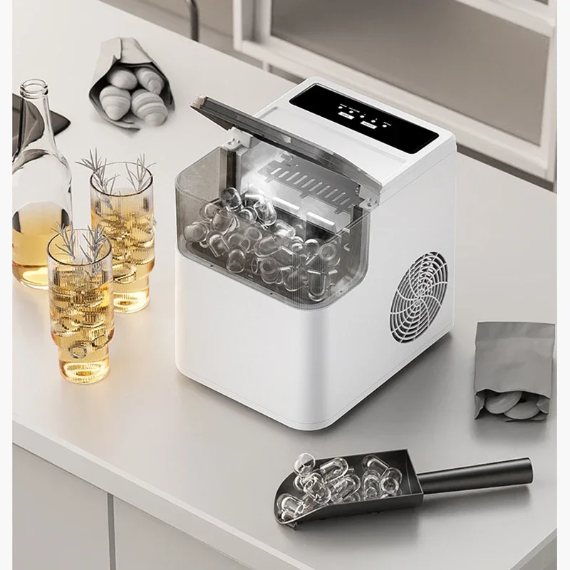 12KG/24H Compact Ice Maker, Multifunctional Compact Automatic Ice Maker for Bars, Portable Ice Maker 0.5KG Storage Capacity