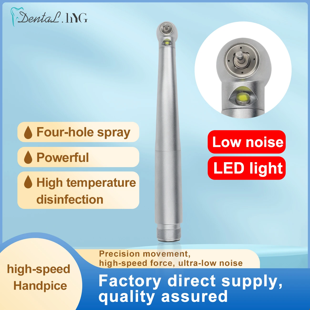 Dental LED Handpiece Integrate E-generator High Speed Ceramic Bearing Standard Head Push Button 4 Water Spray B2 M4 Autoclavable