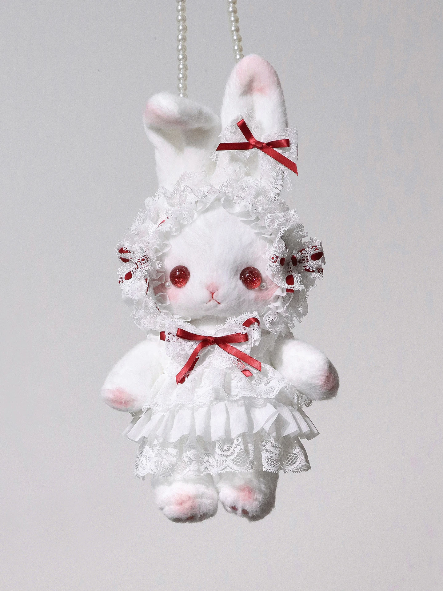 

Red Lolita Handmade Rabbit Bag Bear Beast Dr Star Soft Polyester Crossbody Bag with Knot Doll Purse for Women