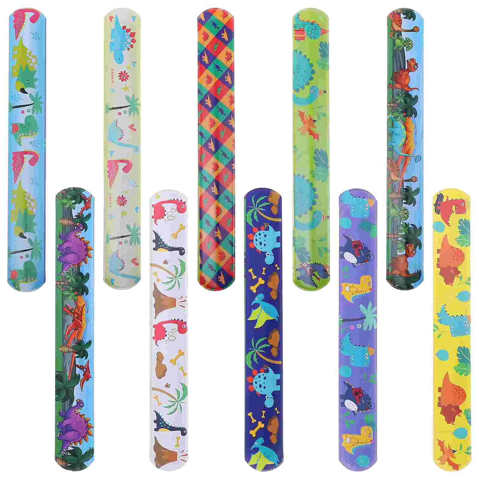 100 Pcs Animal Slap Band Dinosaur Snap Bracelet Unicorn Ring Party Bracelets Small Gift Steel Wrist