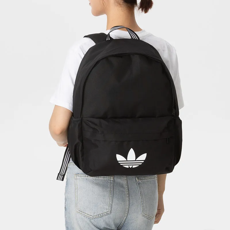 Adidas Originals Backpack 21.1L Plain Weave Fabric Zipper Front Pocket Side Pocket Casual School Rucksack KQ6385