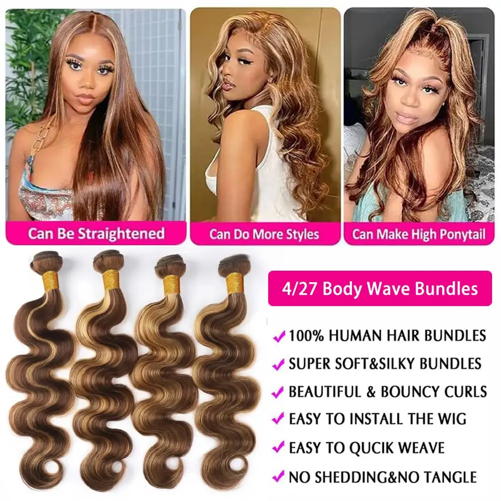 30인치 하이라이트 바디 웨이브 인모 번들 16A 브라질리언 헤어 위브 4/5/6 번들 특가 100% 인모 여성용