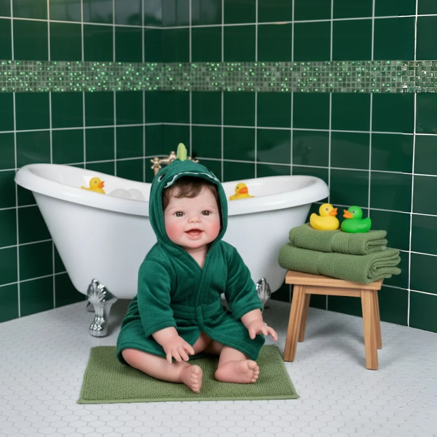 40CMの開口部のあるシリコン製女の子の人形、植毛済み、塗装済み、とてもキュートでリアルなシリコン製リボーンドール、子供へのプレゼントに