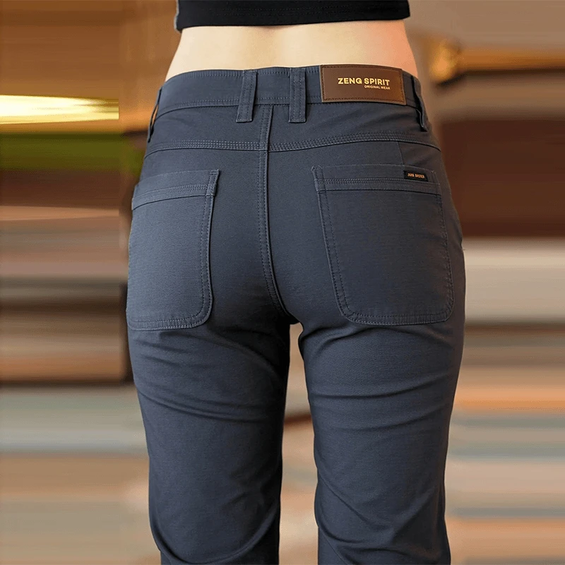 

Business Casual Cotton Men's Long Pants Straight Leg Slim Fit mid Waist Zipper Fly Anti-Wrinkle Autumn Winter Fashion Trousers