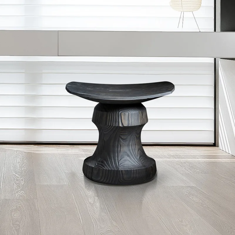 

Creative Solid Wood Small Stool Black Apartment Modern Unique Side Table Floor Shoes Changing Entryway Sgabello Hotel Furniture