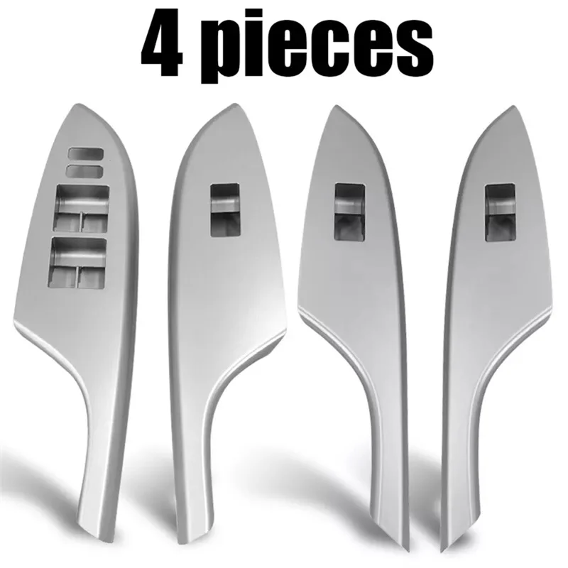 4PCS รถเงินสวิทช์หน้าต่าง BEZEL Trim 74232-02630 74231-02620 สําหรับ Toyota Corolla 2007-2013 แขนด้านบน Panel-Y79A