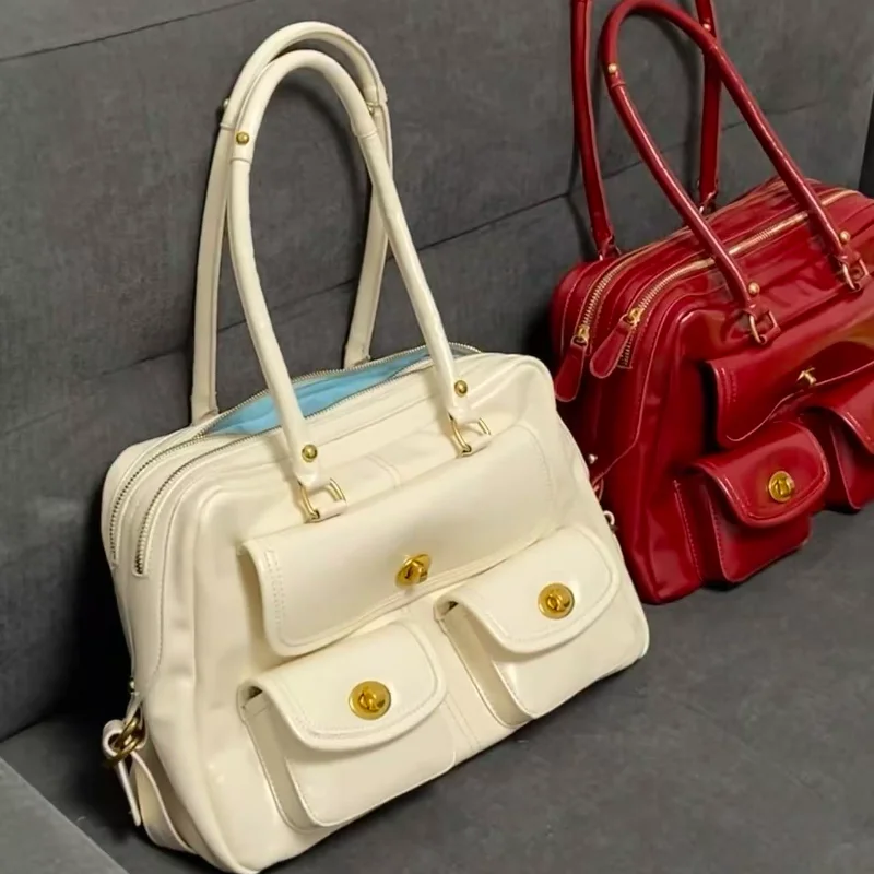 

Ретро-сумка через плечо с несколькими карманами, модная дизайнерская сумка, стильная сумка с застежкой, мотоциклетная сумка, элитная роскошная сумка-тоут, повседневная сумка-хобо