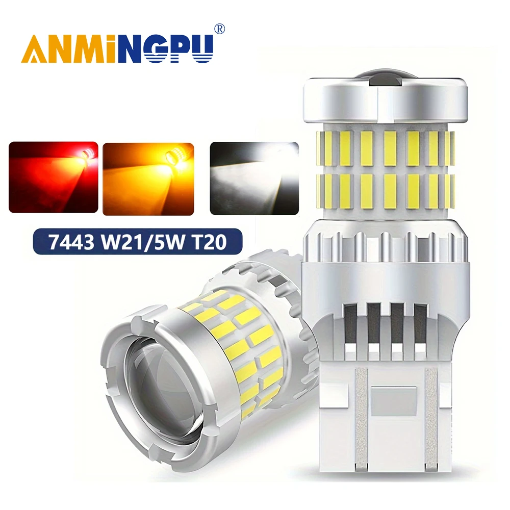 

2Pcs T20 LED 7443 W21/5W LED Bulb Brake light Car LED Parking Position Light DRL Daytime Running Lamp 12V 6000K White