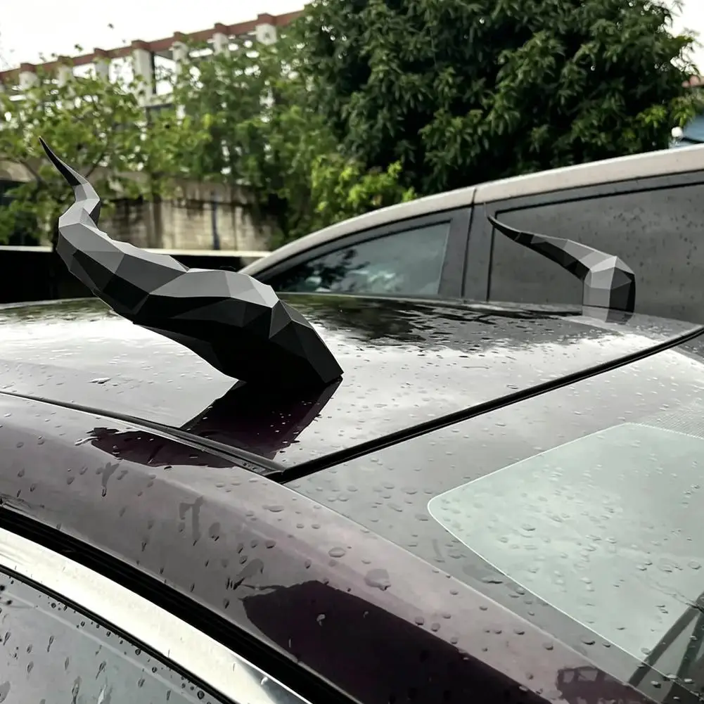 Auto-Dach-Teufelshorn-Aufkleber, 3D-Teufelshörner, Auto-Dachdekoration für SUV, Limousine, Schrägheck, einfache Installation, einzigartiges Fahrzeugzubehör – Detail 3