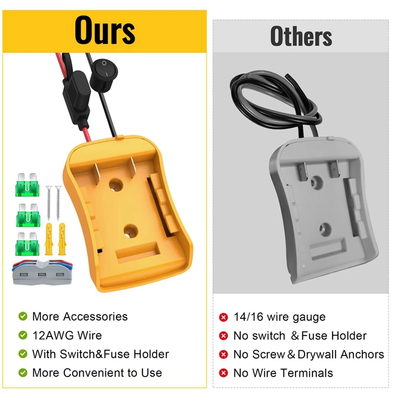 Power Wheels Adapter For Dewalt 20V Battery, Power Wheels Battery Converter Kit With Fuse, Switch, Wire Terminals, Easy To Use