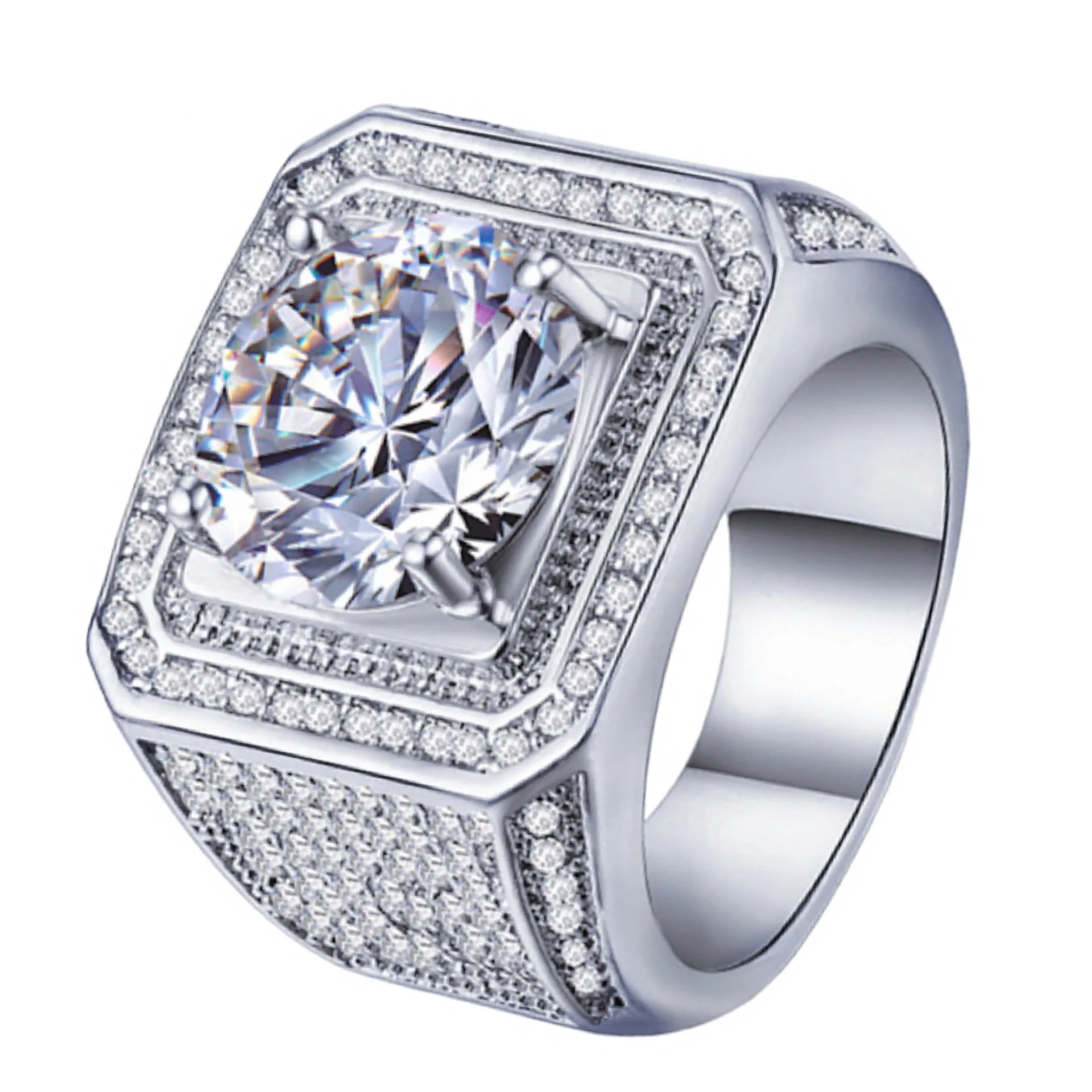 For Men and Women Solid Ring Bling Big Fully Diamond Men Rings,Size 6/7/8/9/10/11/12/13