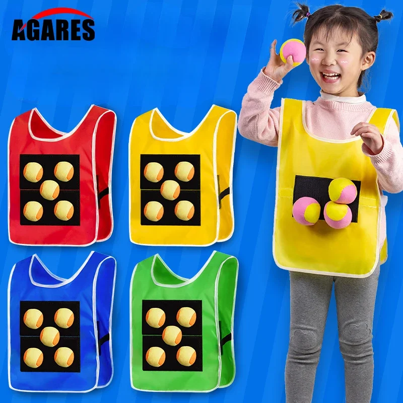 

Outdoor Sport Game Props Vest Sticky Jersey Vest Game Vest Waistcoat With Sticky Ball Throwing Toys For Children Kids Sports Toy