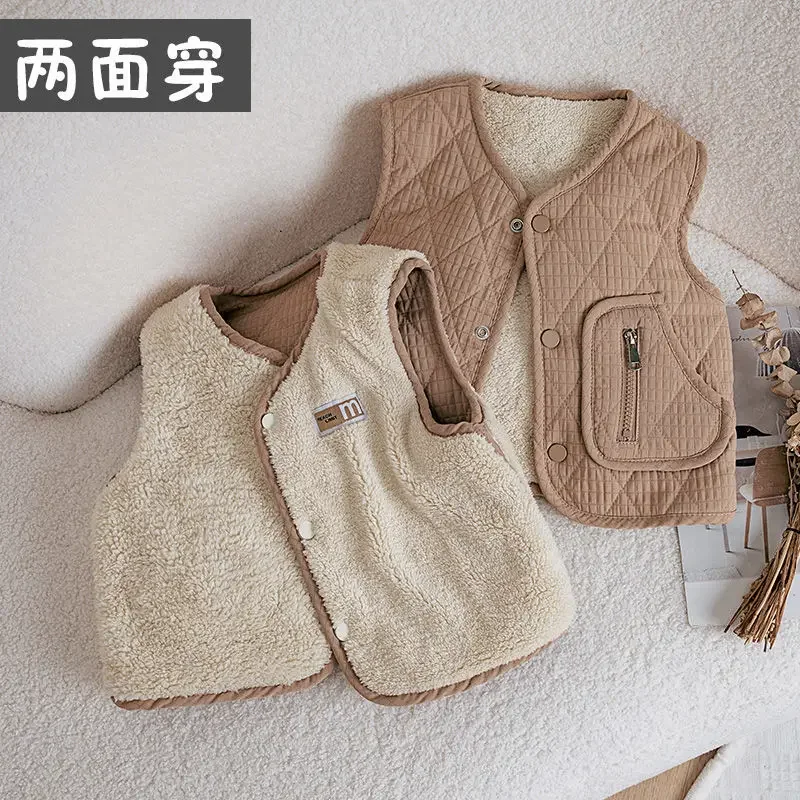 Neue Herbst-Winter-Fleece-Strickjacke Weste für Jungen Mädchen Baby Warme Weste Leichte Kinder Ärmellose Jacke Lässige Innenweste für Kinder – Detail 2