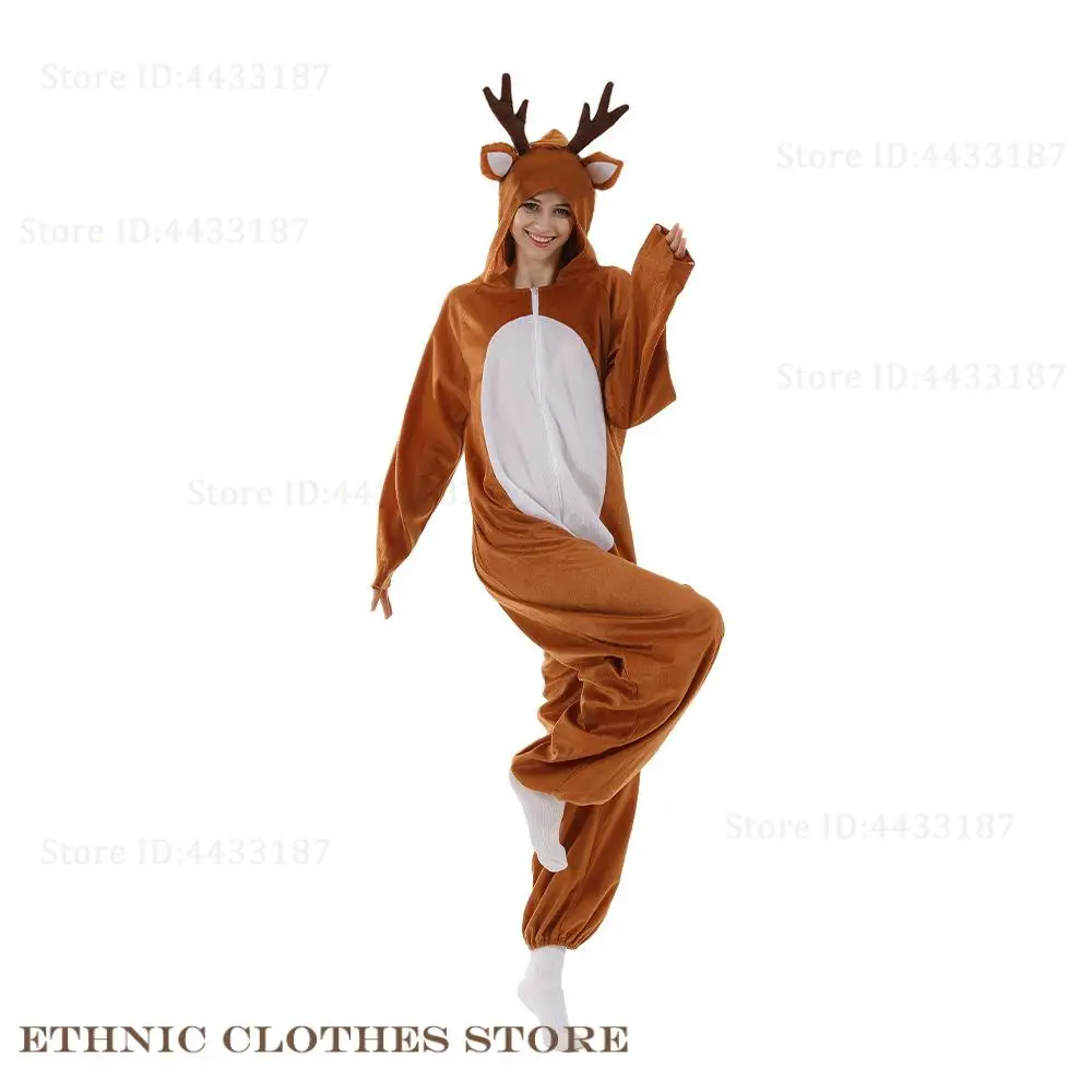 크리스마스 순록 코스프레 의상 만화 Kigurumi 점프 슈트 파자마 재미 있은 부모-자식 복장 Onesies Bodysuit 할로윈 의상