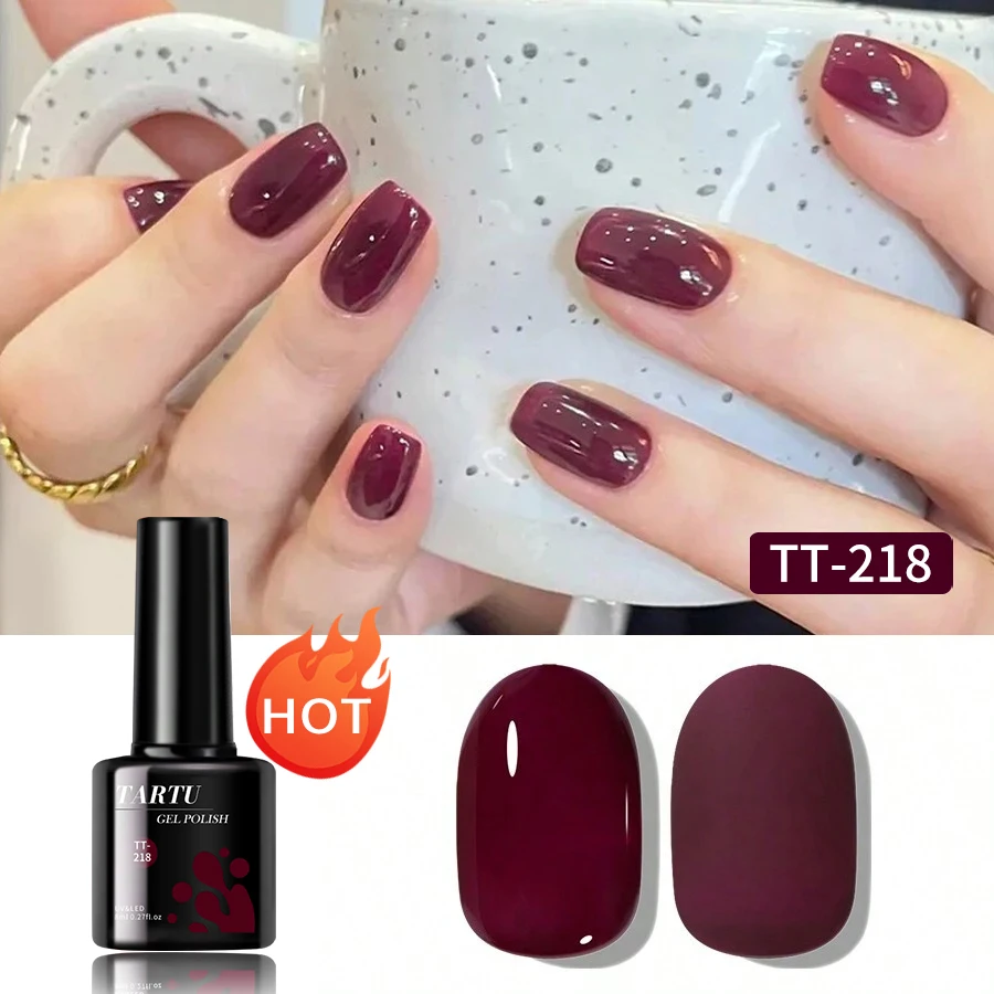 TARTU 8ml Gel Nail Polish 63 Colour Burgundy Red Nude Nails Art Soak Off UV/LED Manicure Beautylux Vernis Semi Permanent Esmalte