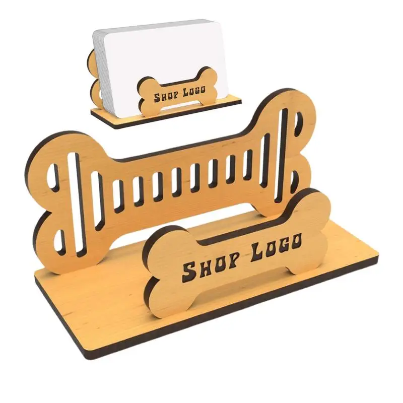 Wooden Business Card Stand Wood Business Card Display Organizer Stand Farmhouse Desktop Pet Business Card Organizer Wood Dog