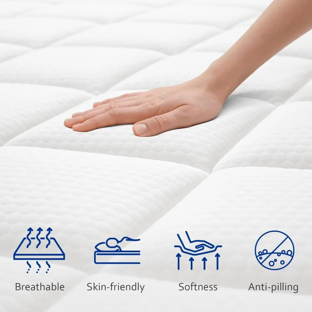 Queen Mattress, 12 Inch Cooling-Gel Memory Foam in A Box, Individually Wrapped Pocket Coils Mattress,Back Pain Relief & Cooling