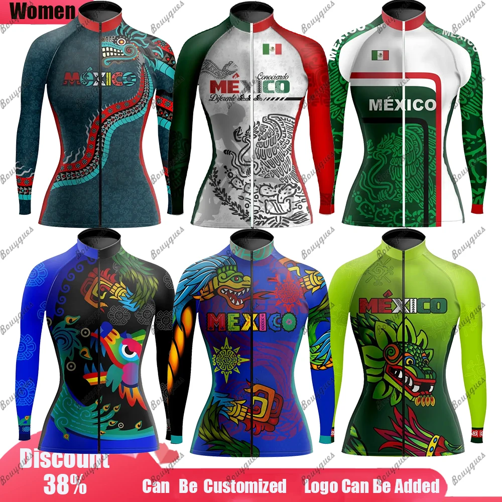 Mexico Women\'s Cycling Jersey MTB Jersey Bicycle Team Cycling Shirt  Long Sleeve Bike Wear Summer Winter Premium Cycle Clothes