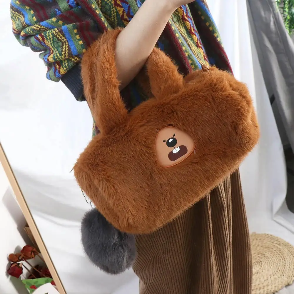 Plush Capybara Capybara Plush Backpack Stuffed Big Capacity Cartoon Shoulder Bag Animal Cartoon Cute Capybara Crossbody bag