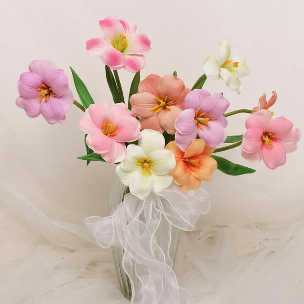 زهور التوليب الاصطناعية الواقعية باقة توليب اصطناعية واقعية مع سيقان قابلة للانحناء لديكور المنزل محاكاة وهمية لأي #2