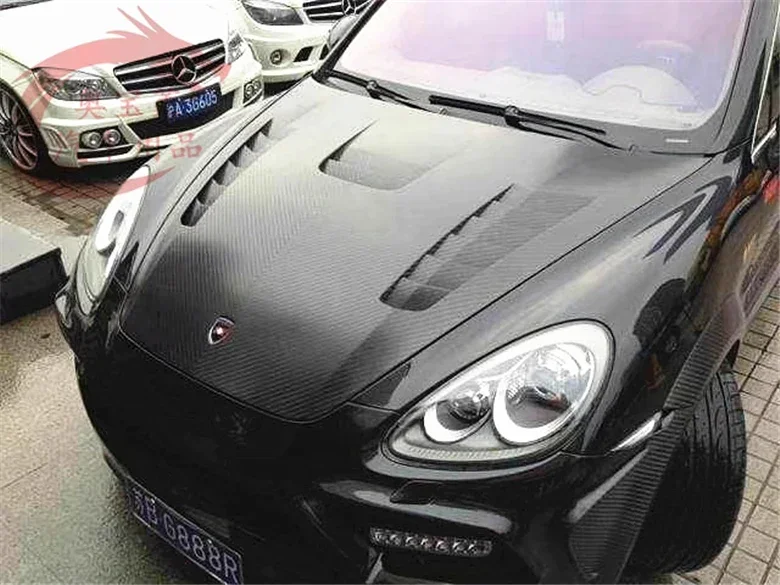 For Porsche Cayenne 958.1 2011 2012 2013 2014 Real Carbon Fiber Car Front Bumper Engine Hood Bonnet Body Kit