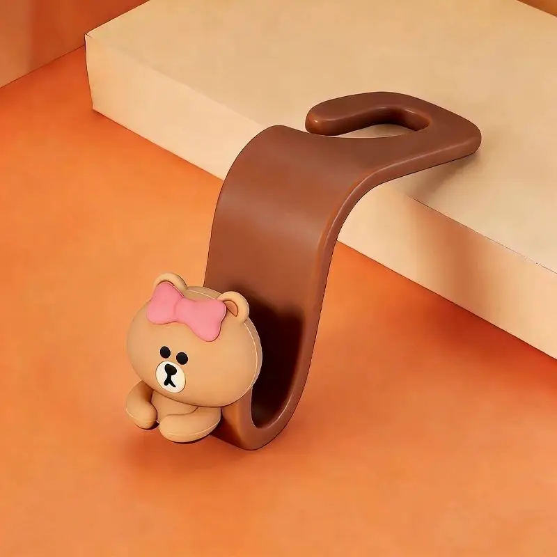 LINE FRIENDS Haken Braunbär und Choco Cartoon und niedlich, modisch, exquisit, langlebig, robust, multifunktionaler Haken für die Autositzlehne – Detail 4