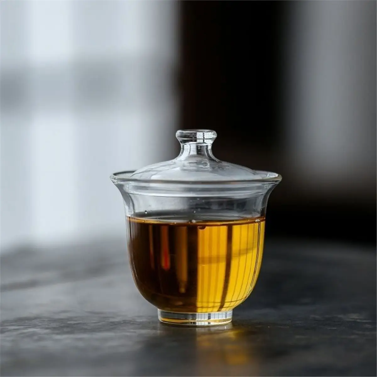 Nices 80ML Transparente Teetasse aus Hochborosilikatglas mit Deckel, Hitzebeständige Kleine Teetasse, Tee-Set Zubehör