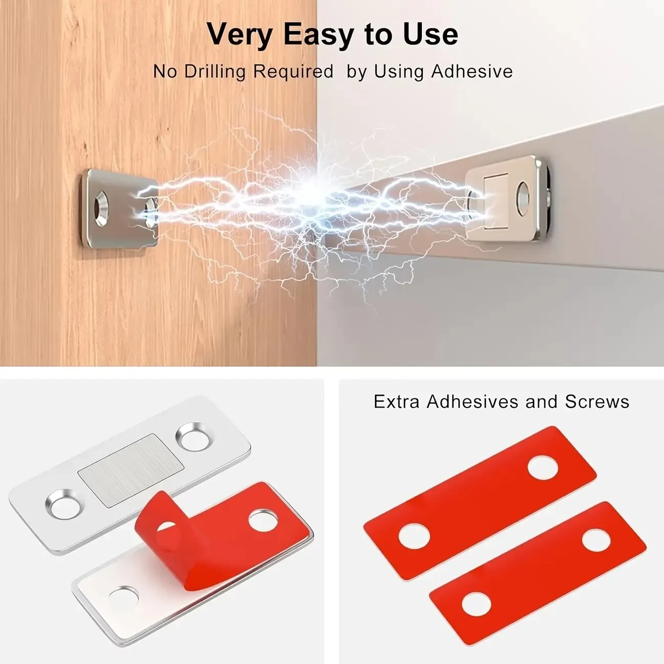 16pcs  Alloy Magnetic Door Catches Latch- Invisible Strong Adhesion, Drill-Free Mount, Seamless Release - Ideal for Cabinets, Wardrobes, Sliding Doors - Home Improvement Hardware, Effortless Setup