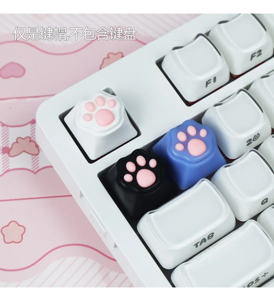 Color girl powder cute 3D soft cute silicone cat claw keycap keyboard cap manicure heightening keycap