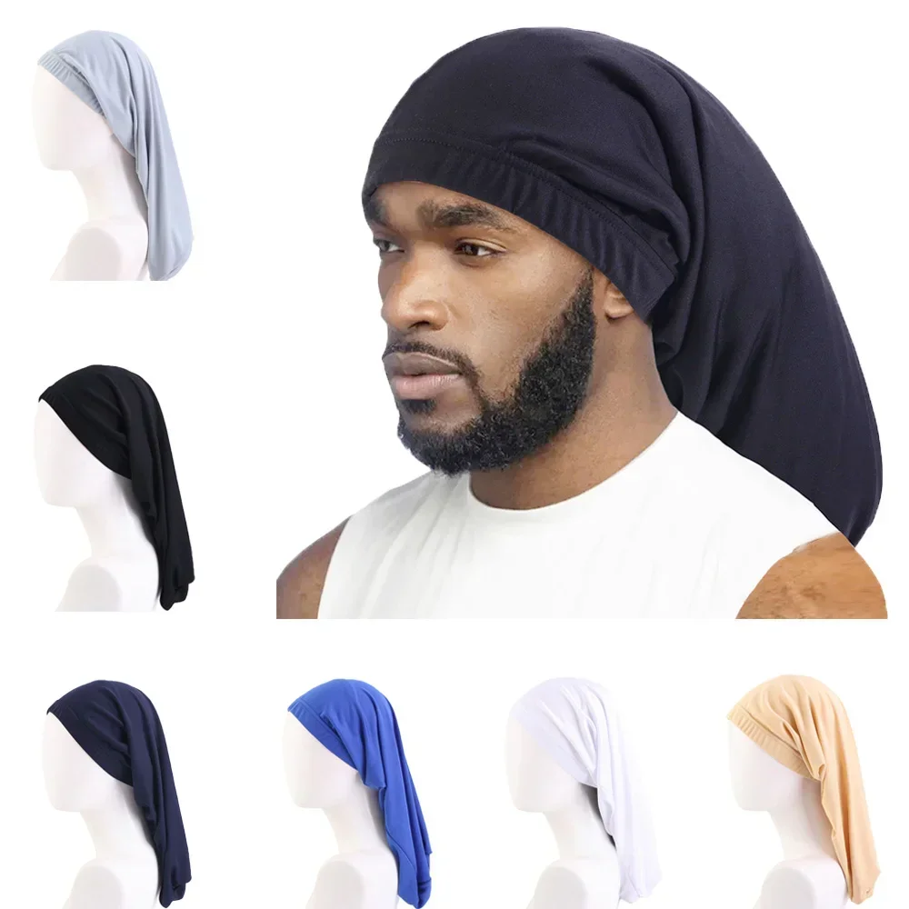 Unisex Women Men Elastic Bonnet Long Hair Sock Dreadlock Braids Cap Sleep Hats Head Wrap Turban Night Cap Hair Care Nightcap