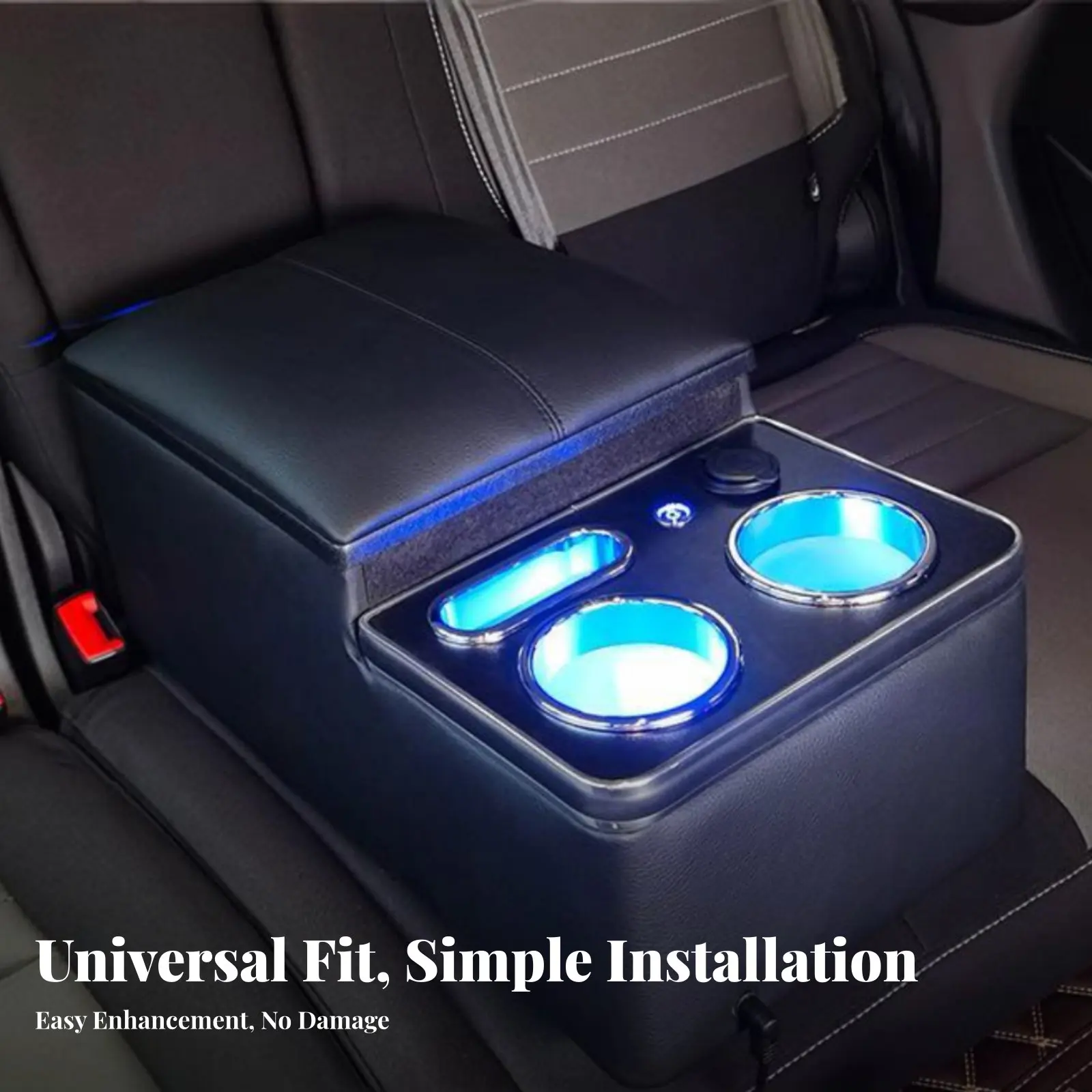 

Универсальный подлокотник для заднего сиденья, центральный органайзер для хранения, кожаный, с неразрушающей установкой, для модификации интерьера автомобиля