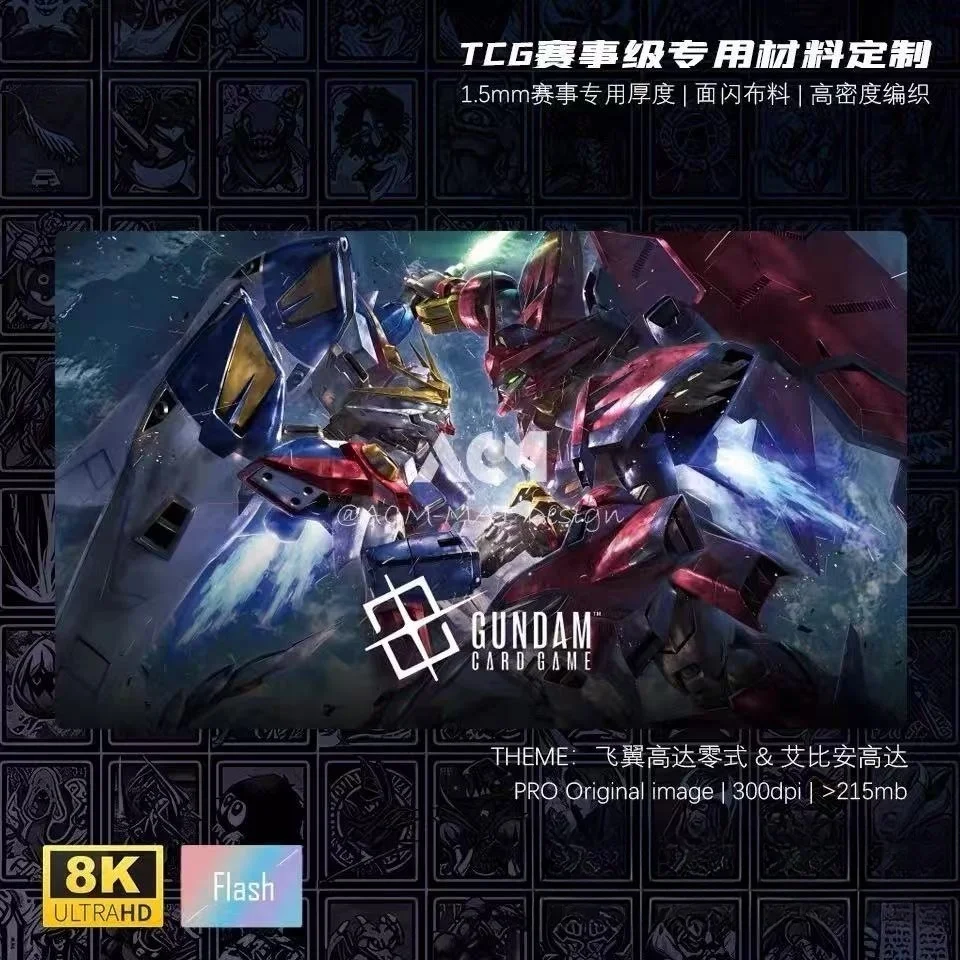 600x350mm OZ-13MS Gundam Epyon Face Flash GCG Playmat Wing Gundam Zero Trading Card Single Player Battle Board Game Card Mat Toy