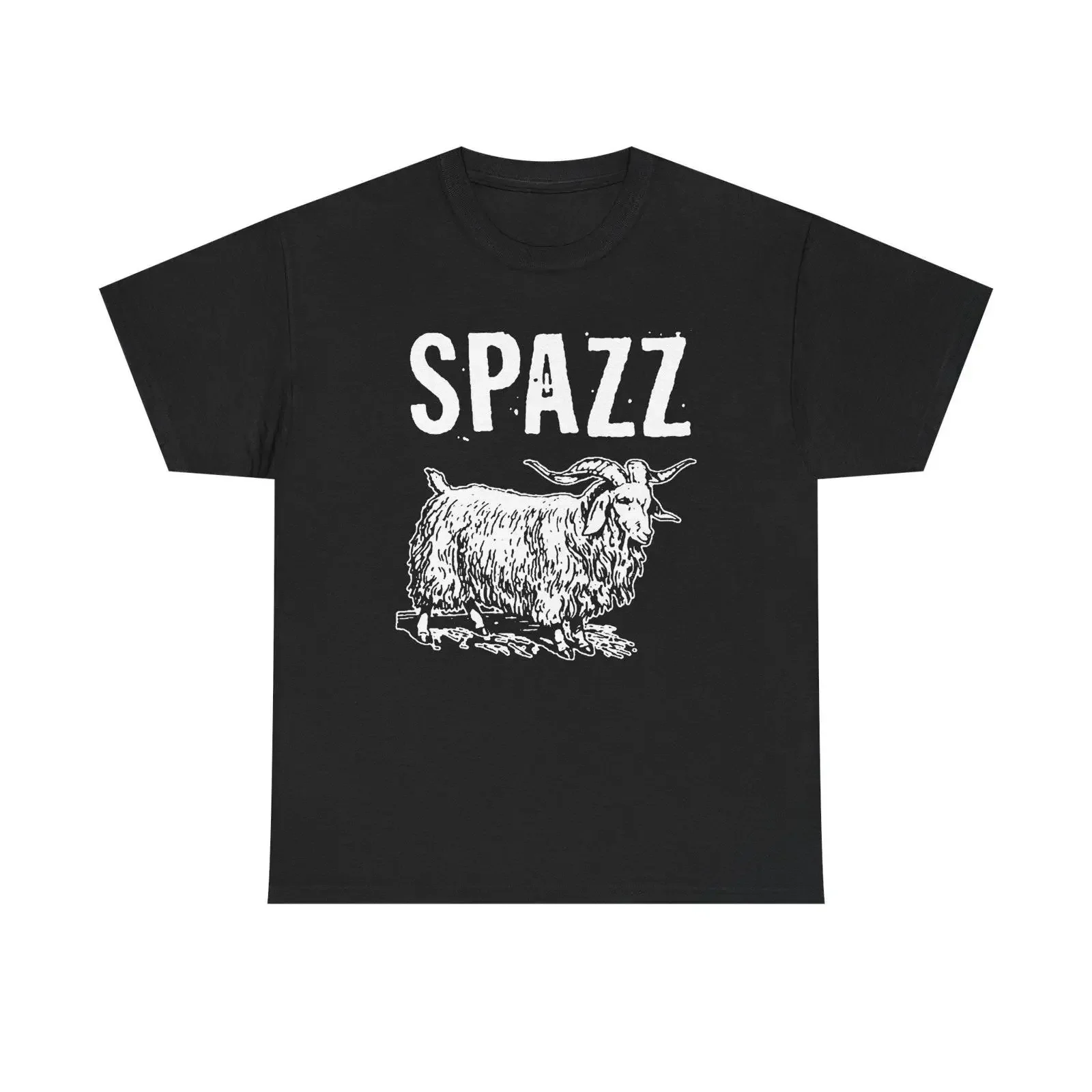Spazz Goat T Shirt Funny Animal Illustration Vintage Style Black vintage Washed Top For Everyday Wear Stretched Comfortable