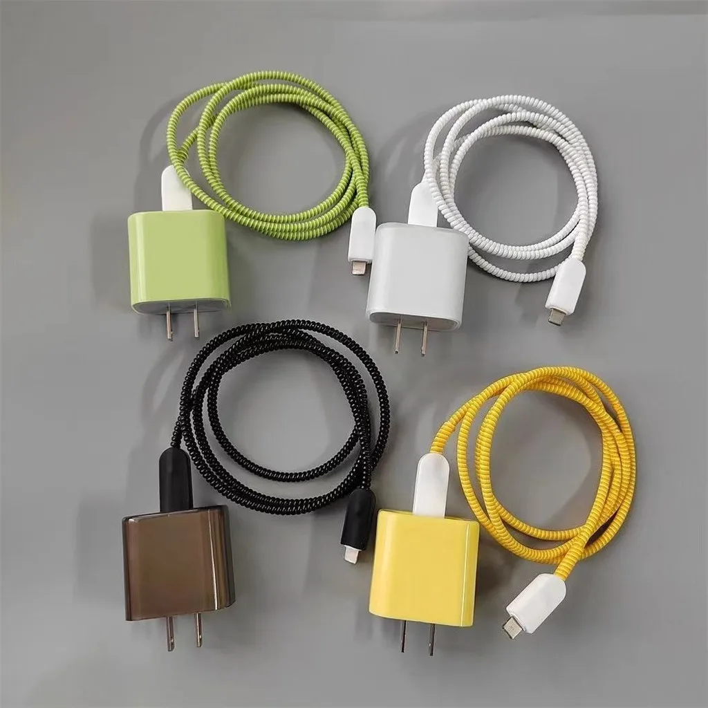 Cable Protector for iPhone 18W/20W Charger Protector Case Solid Color Minimalism Cable Management Phone Wire Cord Organizers