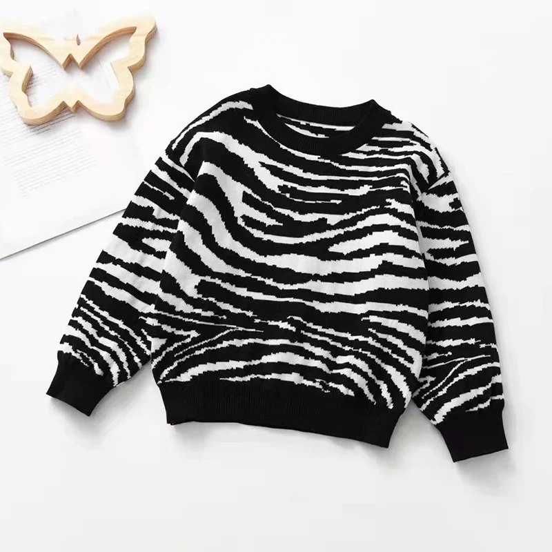 Children's Sweaters Kids Baby Boys Girls Long Sleeve Zebra-Stripe Sweaters New Autumn Winter Baby Boy Girl Knit Sweaters