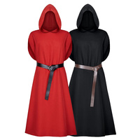 Medieval Crusader Red Knights Templar Tunic Cosplay Costumes Renaissance Halloween Surcoat Warrior Black Red Robe For Man